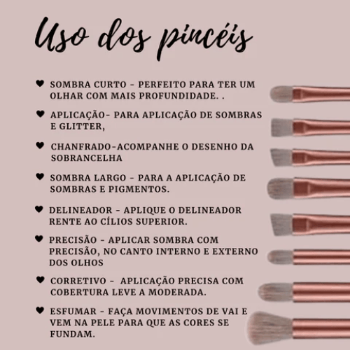 Kit 13 Pincéis Profissionais de Maquiagem