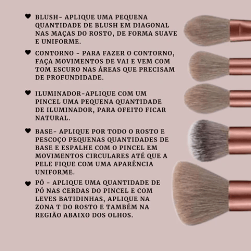 Kit 13 Pincéis Profissionais de Maquiagem